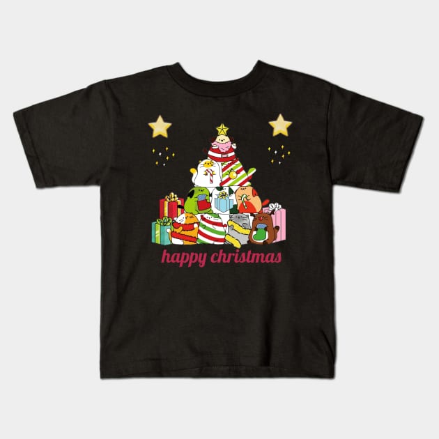 t-shirt happy christmas with cats 2020 Kids T-Shirt by yamiston